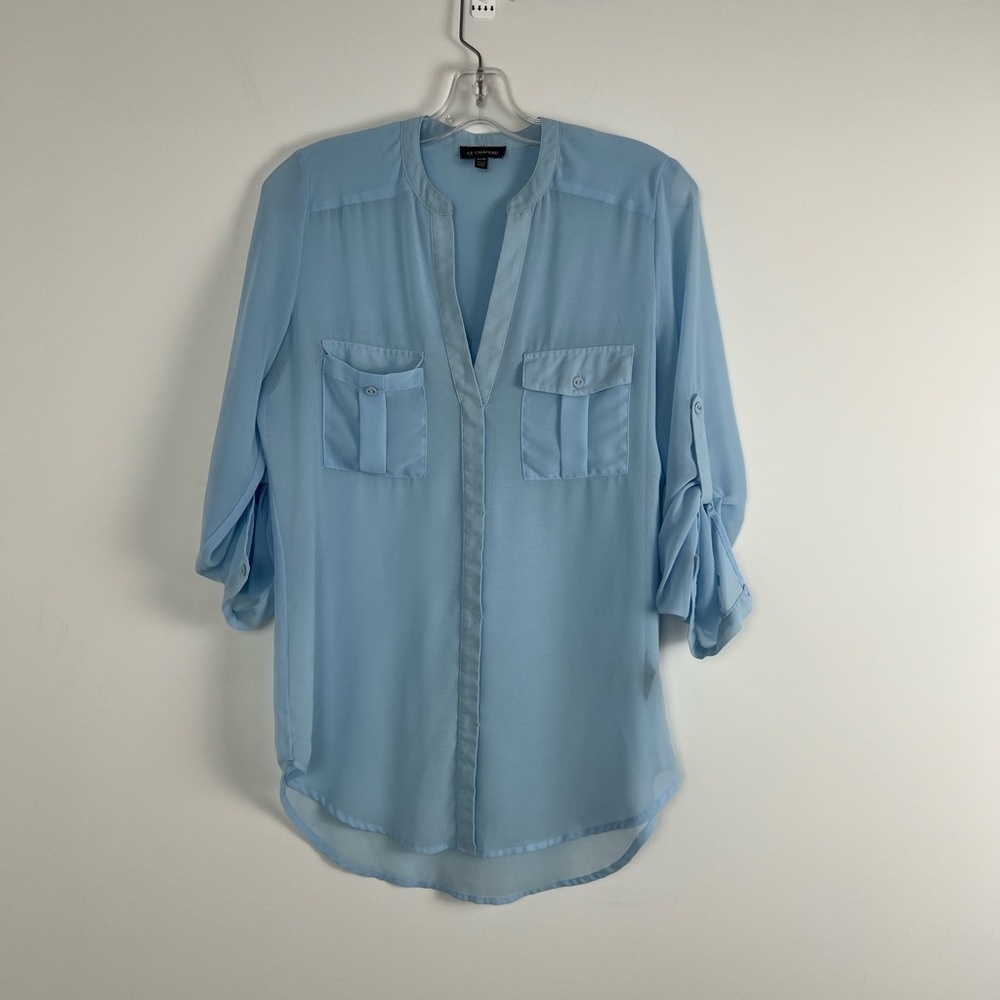 Women's Le Chateau Light Blue Chiffon Blouse XS